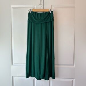 Free People Free-est Women’s Forest Green Maxi Skirt Side Slit (Size S)